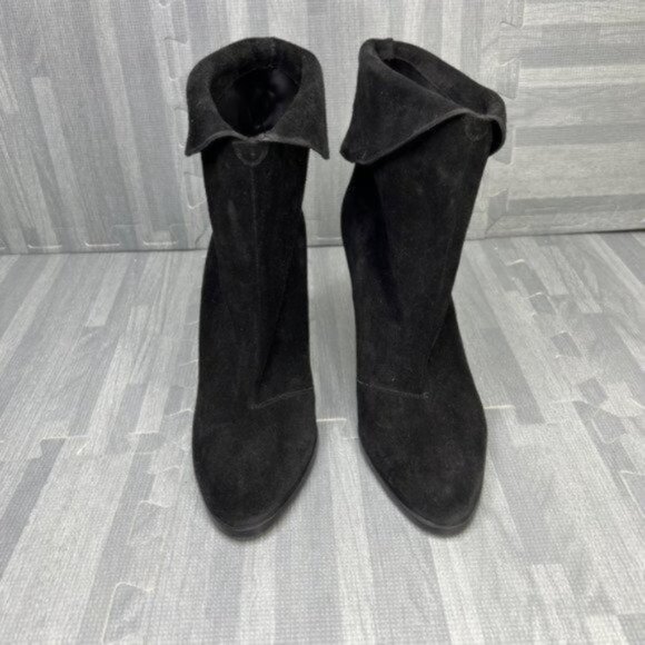 Michael Kors Suede Ankle Boots Black Women Size 8 Fold Over - Picture 4 of 7
